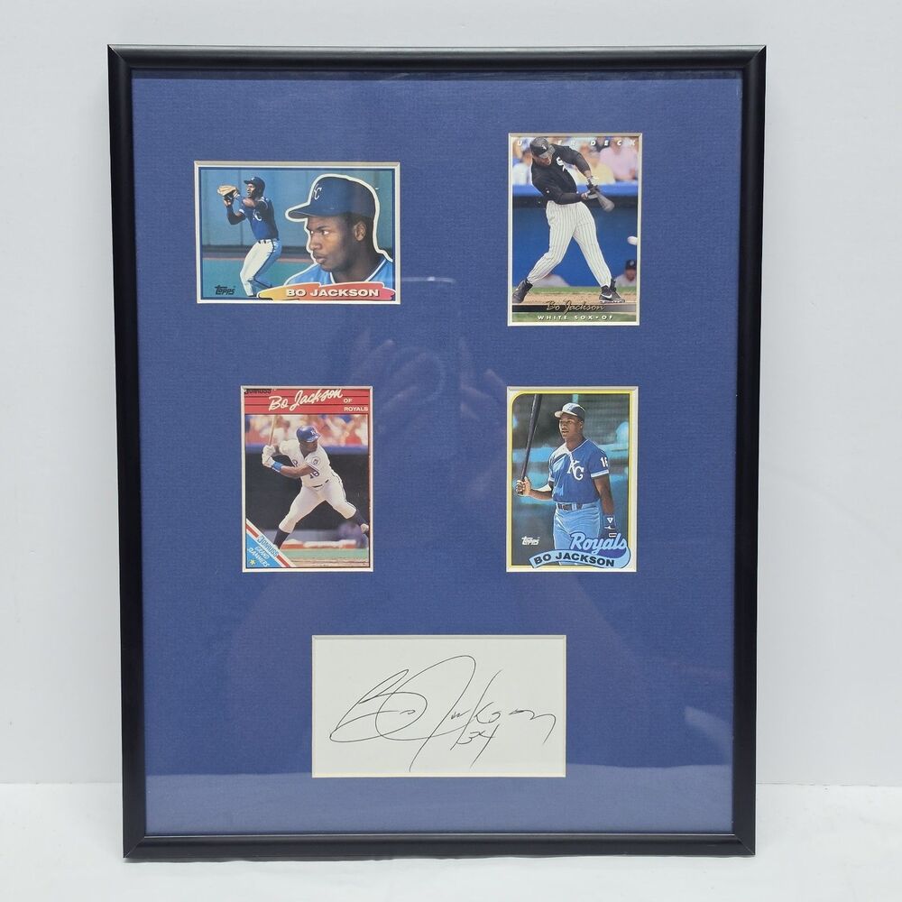 Bo Jackson Autograph Framed With Cards Topps And Others Vintage 80s